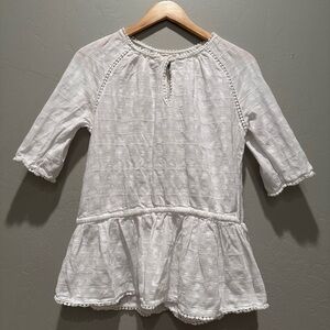Who What Wear White Blouse Medium Boho Peasant‎ Babydoll Peplum Cotton